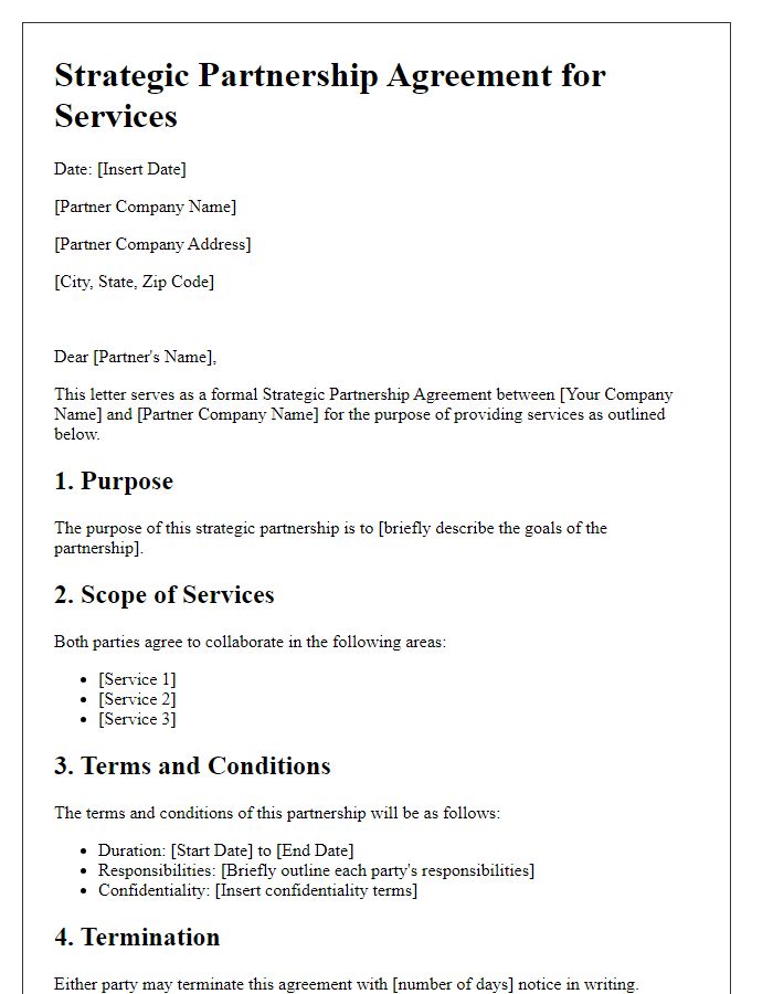 Letter template of Strategic Partnership Agreement for Services