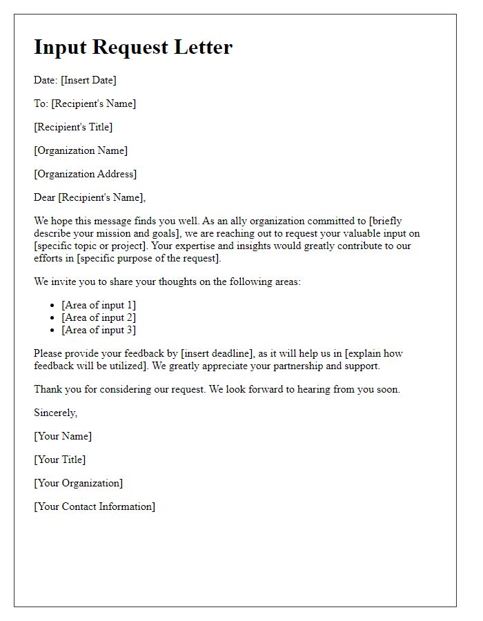 Letter template of ally organization input request