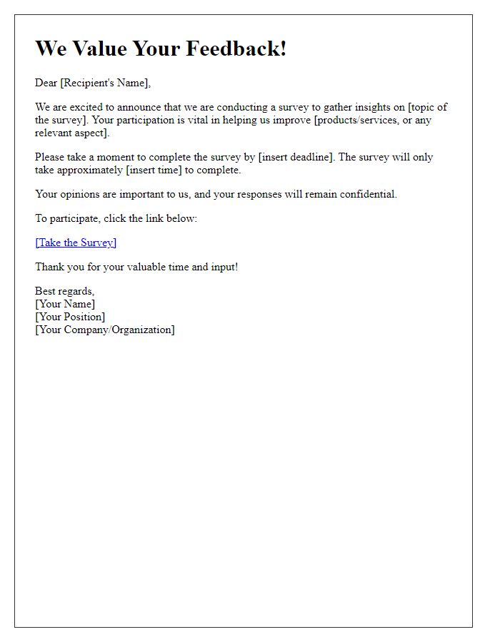 Letter template of announcement for survey participation