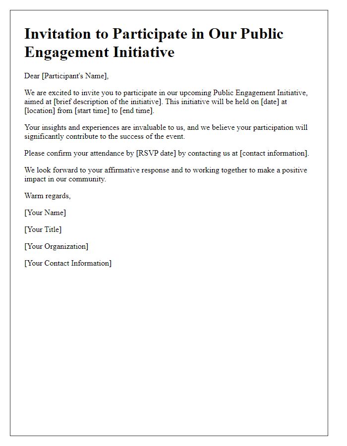 Letter template of invitation for public engagement initiative participants