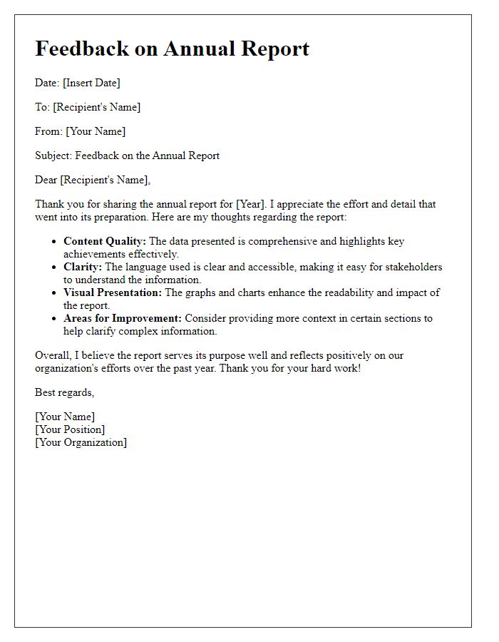 Letter template of annual report feedback