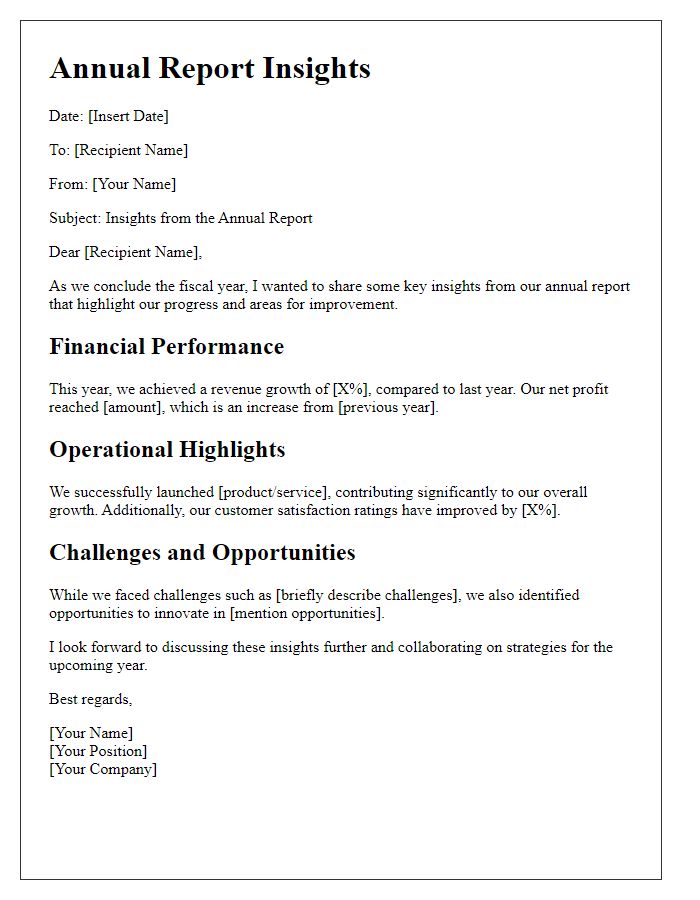 Letter template of annual report insights