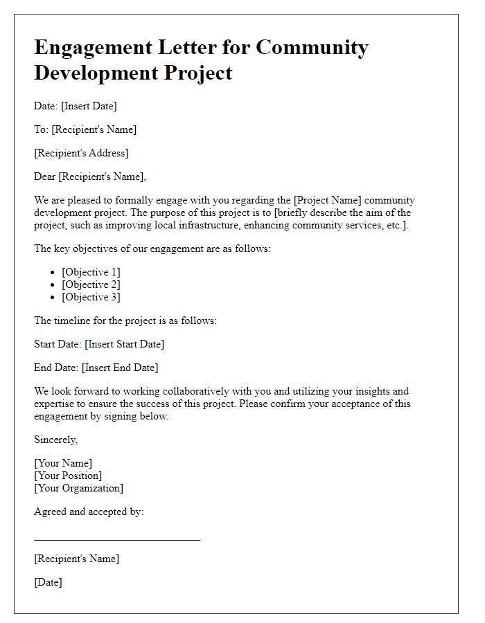 Letter template of engagement for community development projects