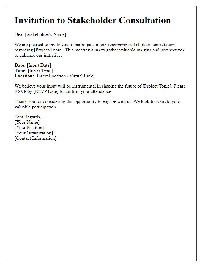 Letter template of stakeholder consultation invitation