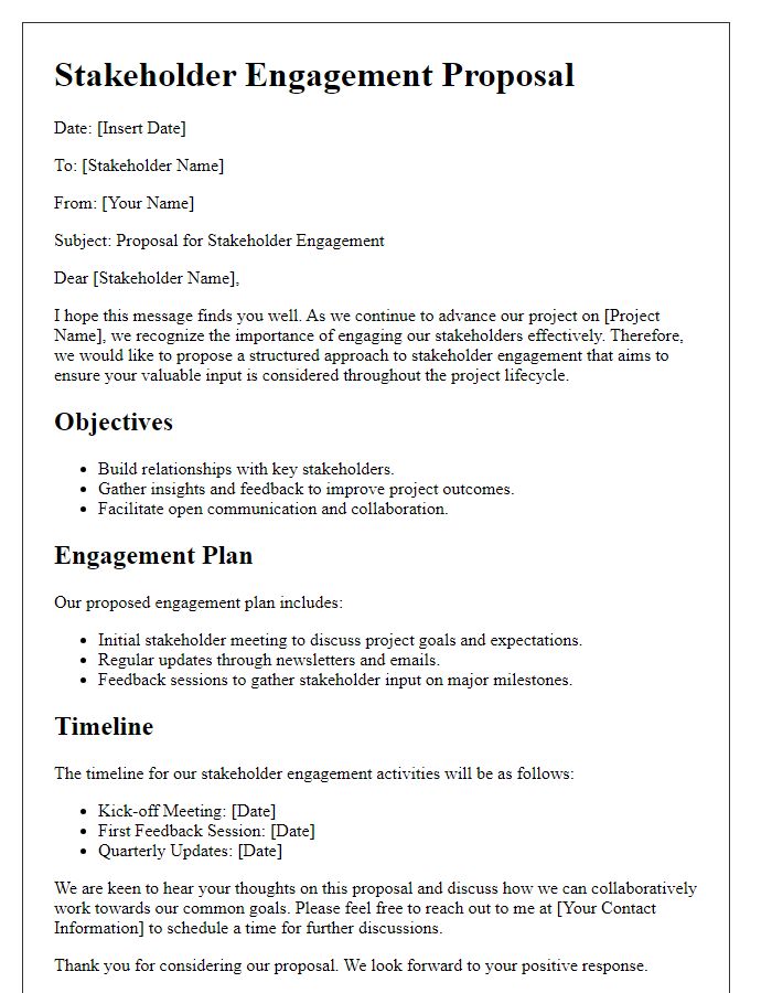 Letter template of stakeholder engagement proposal