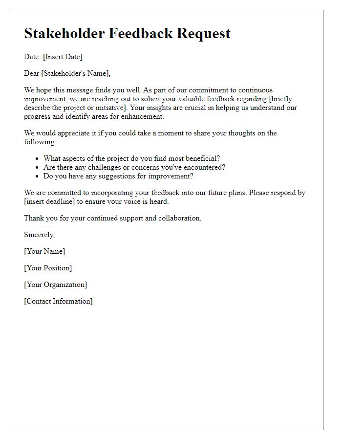 Letter template of stakeholder feedback solicitation