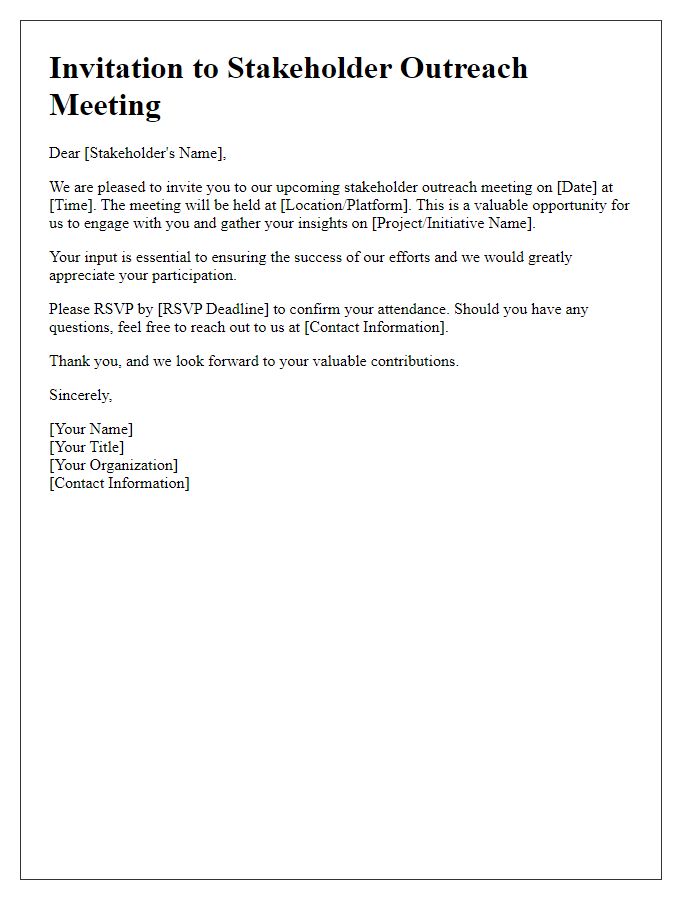 Letter template of stakeholder outreach invitation