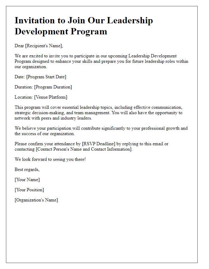 Letter template of invitation to join our leadership development program.