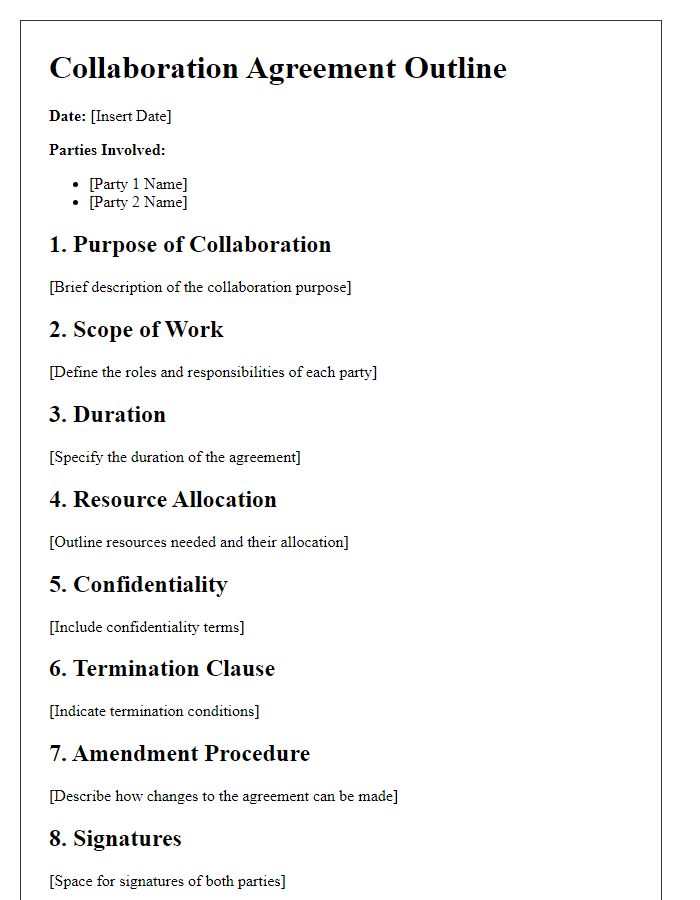 Letter template of collaboration agreement outline