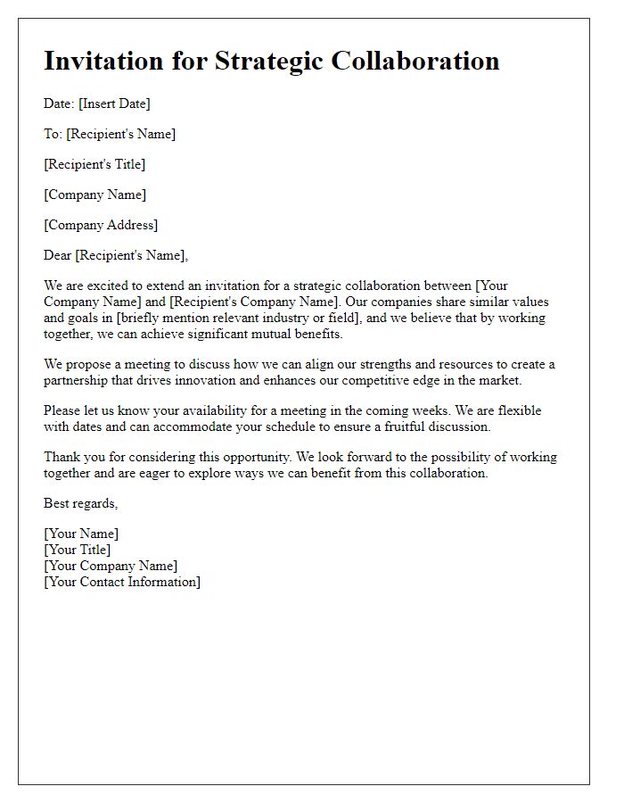 Letter template of strategic collaboration invitation