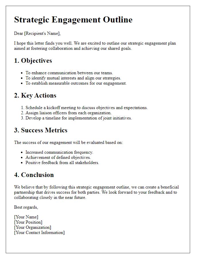 Letter template of strategic engagement outline