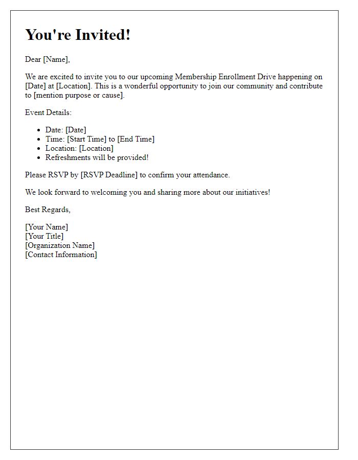 Letter template of invitation for membership enrollment drive