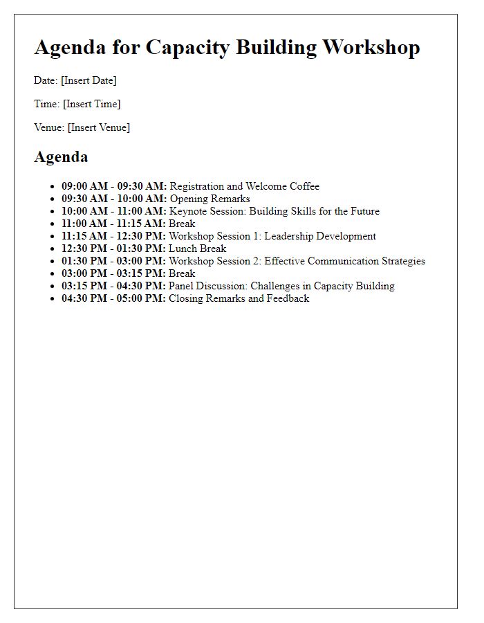 Letter template of agenda for capacity building workshop