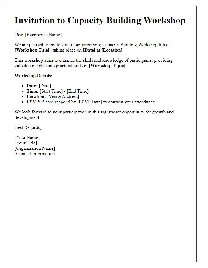 Letter template of invitation for capacity building workshop