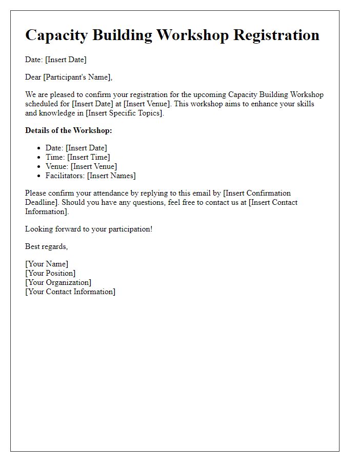 Letter template of participant registration for capacity building workshop