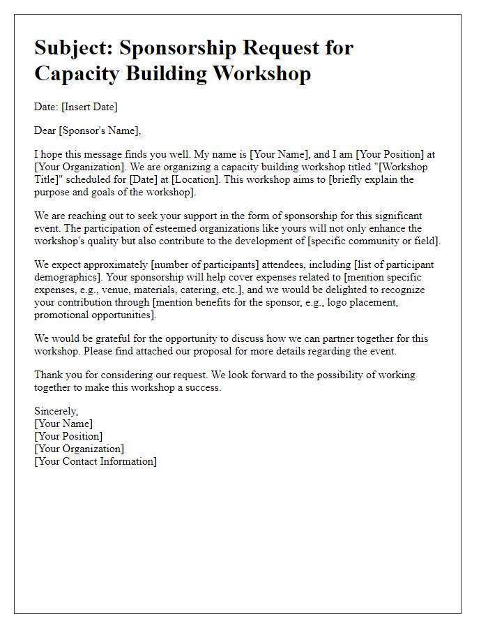 Letter template of sponsorship request for capacity building workshop