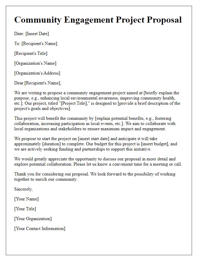 Letter template of community engagement project proposal