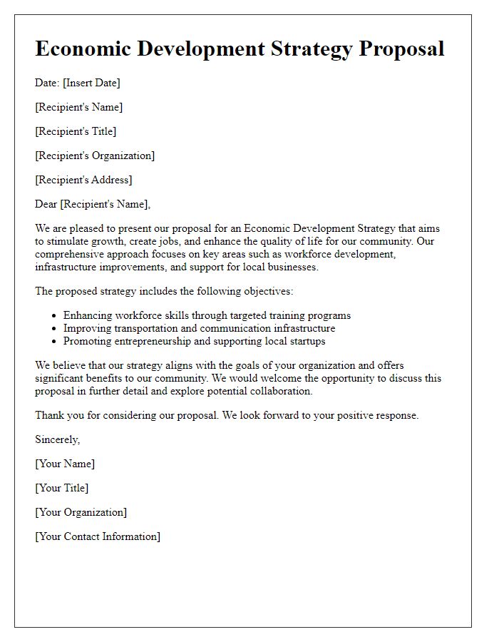 Letter template of economic development strategy proposal