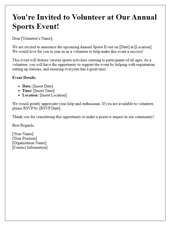 Letter template of volunteer sports event invitation