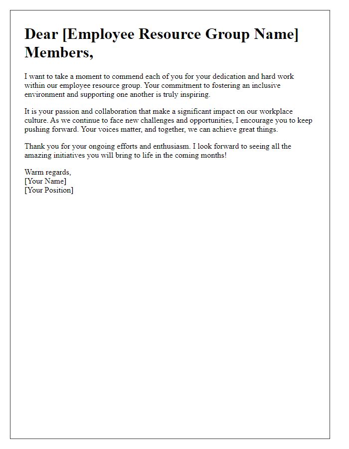 Letter template of encouragement for employee resource groups