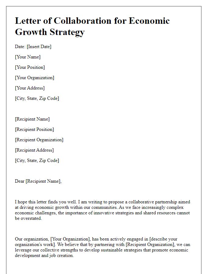 Letter template of collaboration for economic growth strategy