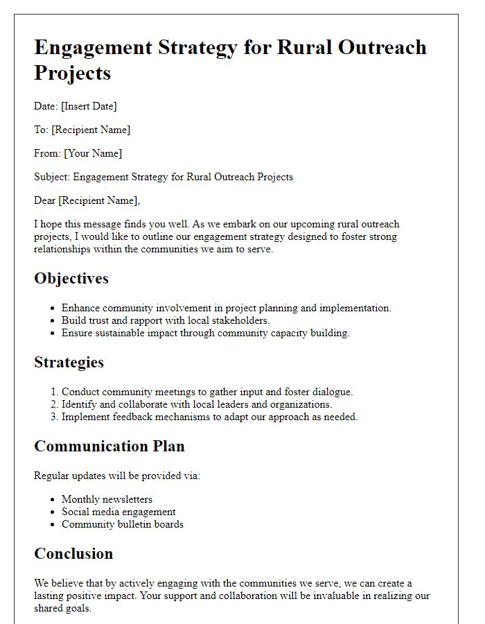 Letter template of engagement strategy for rural outreach projects.