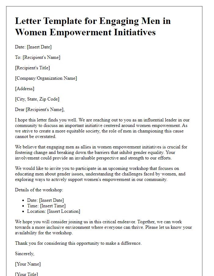 Letter template of Engaging Men in Women Empowerment Initiatives