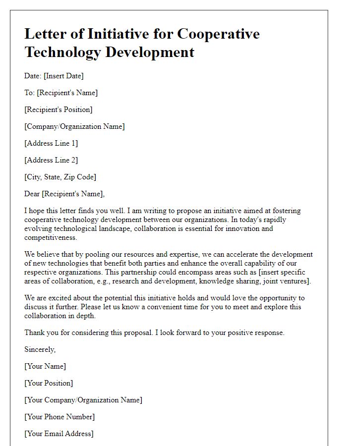 Letter template of initiative for cooperative technology development