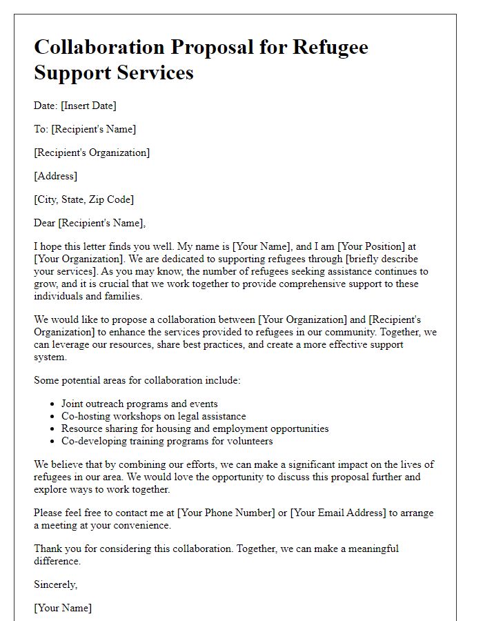 Letter template of collaboration for refugee support services