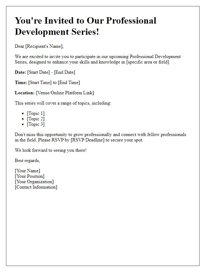 Letter template of invitation to professional development series