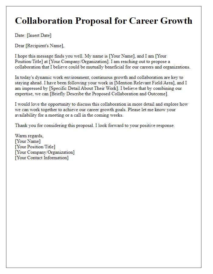 Letter template of collaboration proposal for career growth