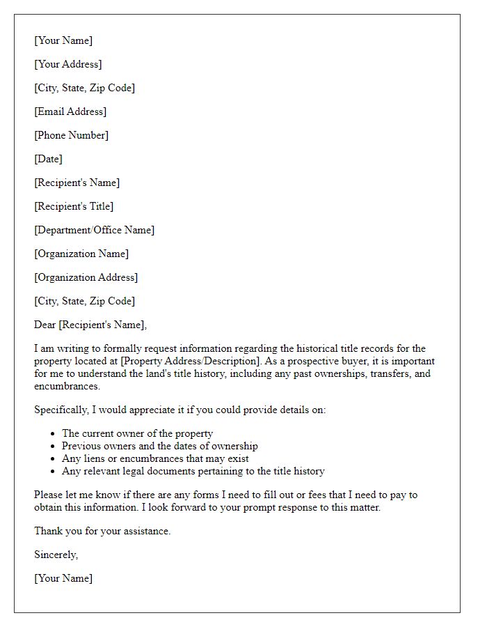 Letter template of formal query about land title history