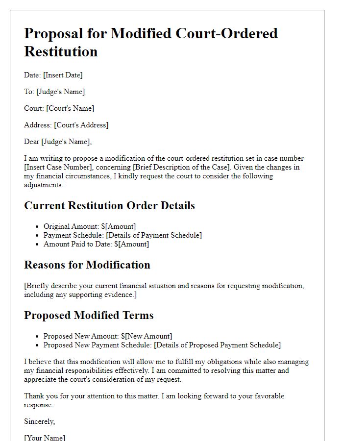 Letter template of proposal for modified court-ordered restitution