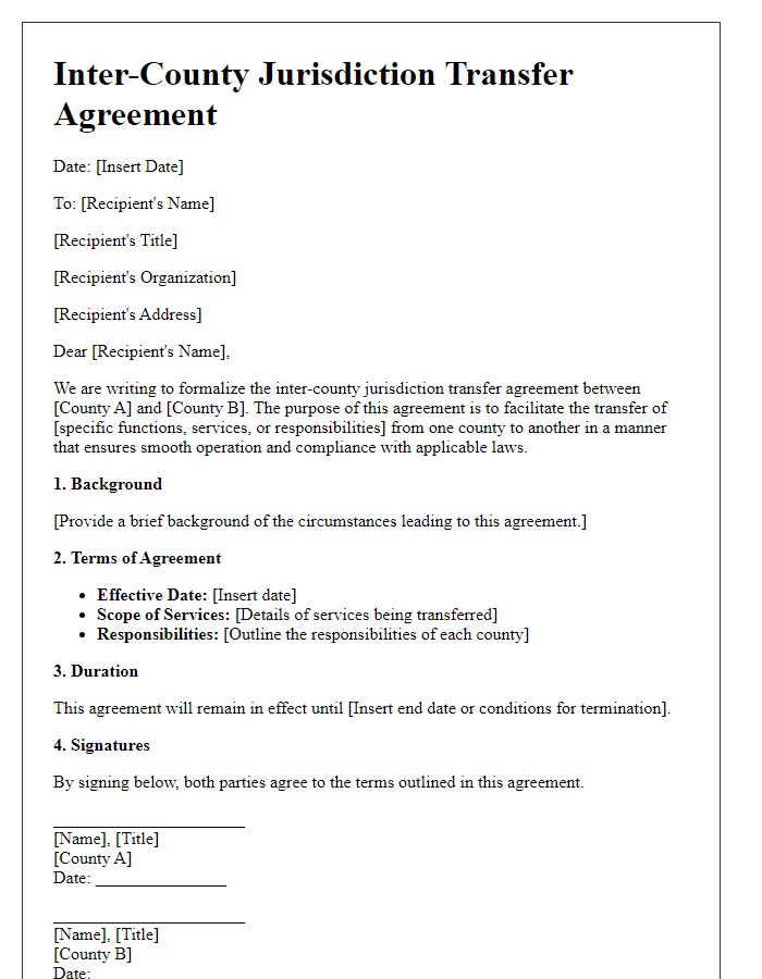 Letter template of inter-county jurisdiction transfer agreement