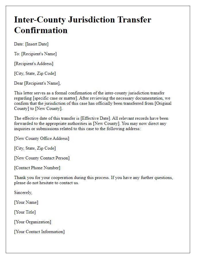 Letter template of inter-county jurisdiction transfer confirmation