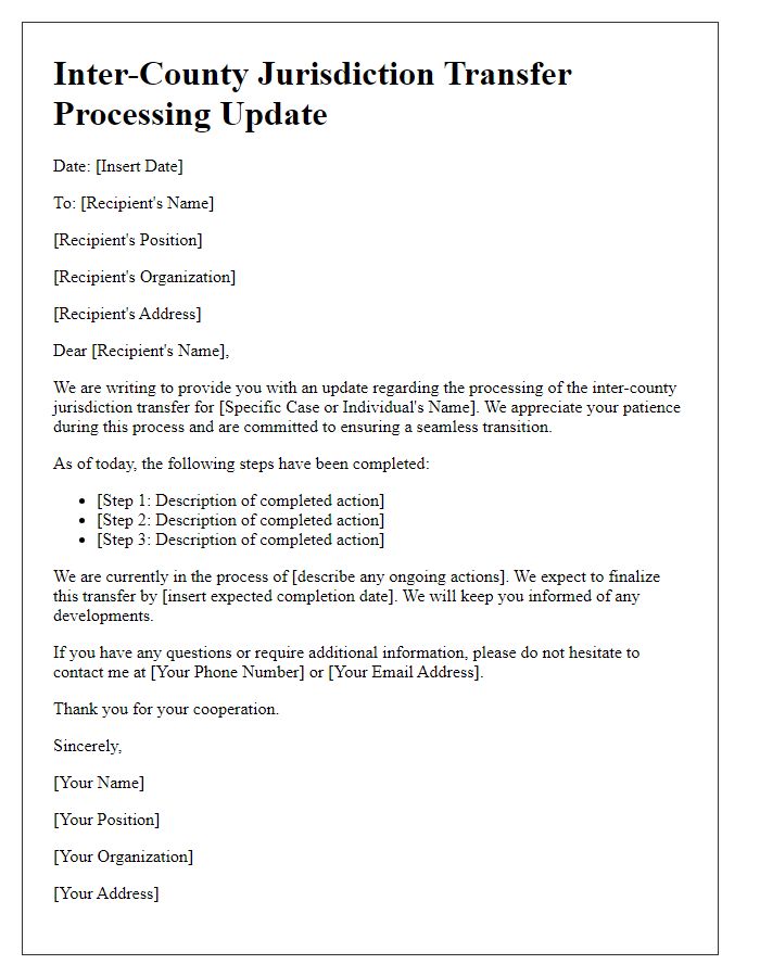 Letter template of inter-county jurisdiction transfer processing update