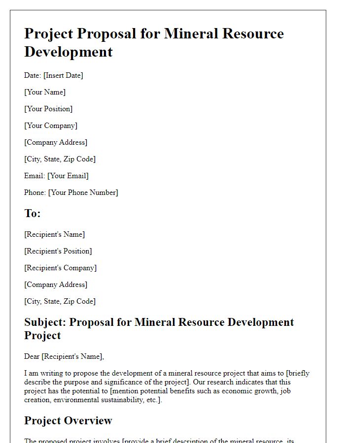 Letter template of mineral resource development project proposal