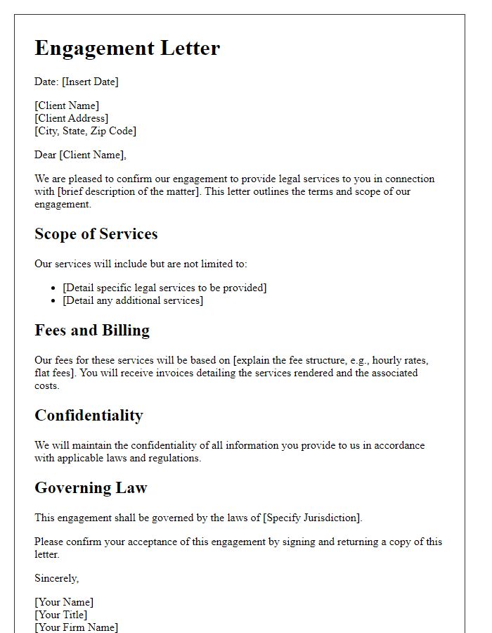 Letter template of cross-border legal service engagement