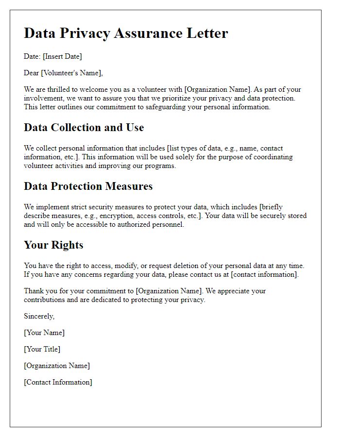 Letter template of Data Privacy Assurance for Volunteers