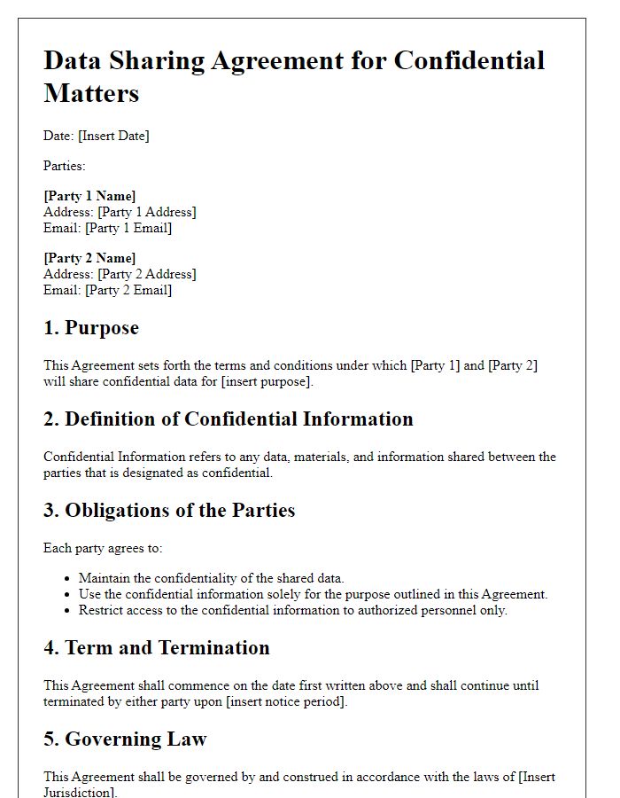 Letter template of Data Sharing Agreement for Confidential Matters