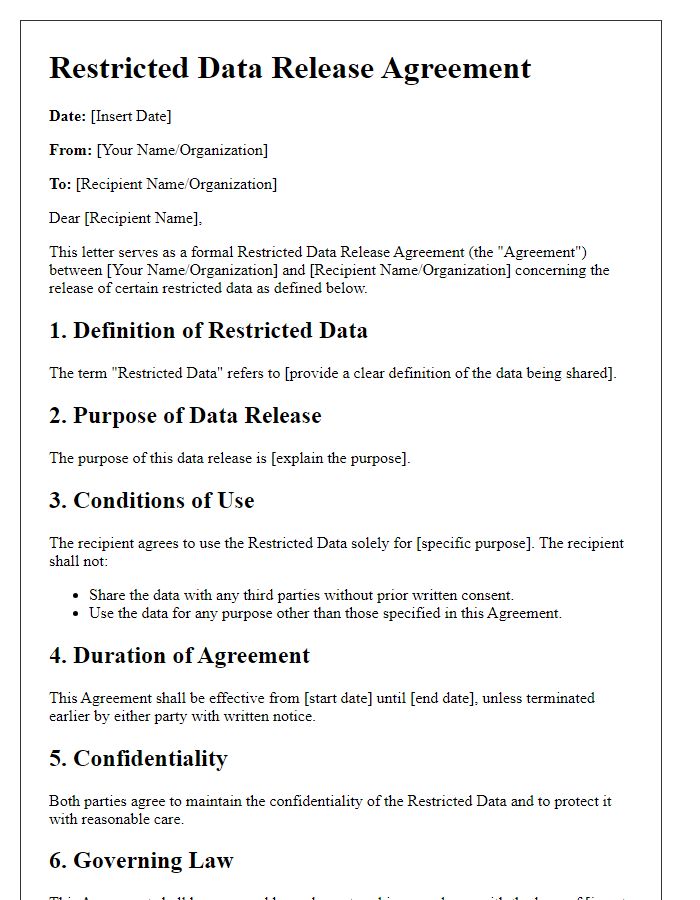 Letter template of Restricted Data Release Agreement