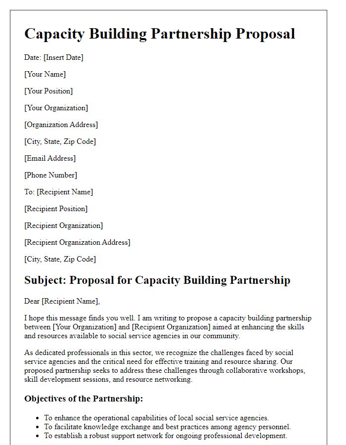 Letter template of capacity building partnership proposal for social service agencies