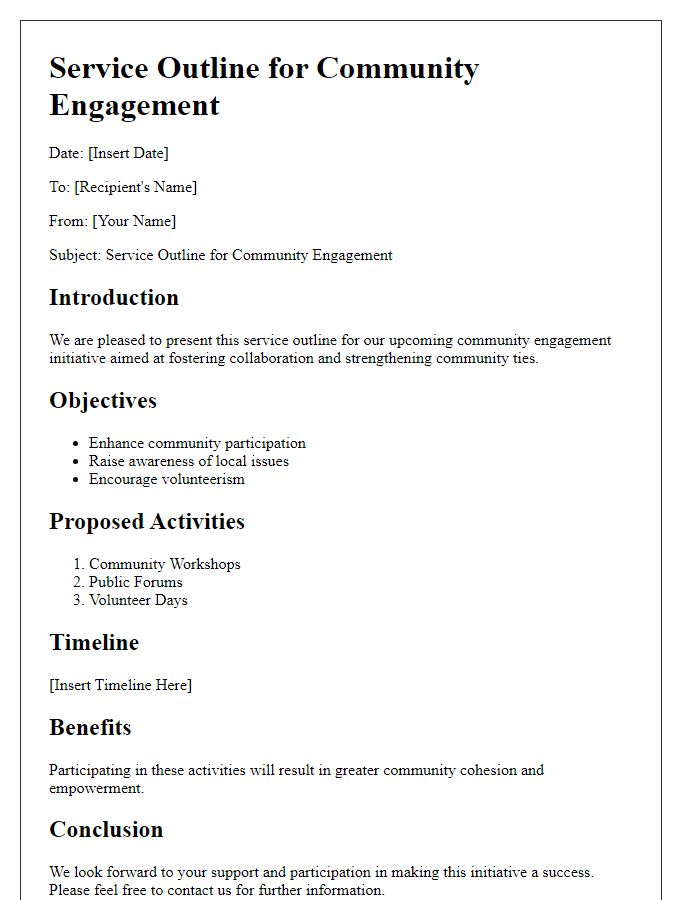 Letter template of service outline for community engagement