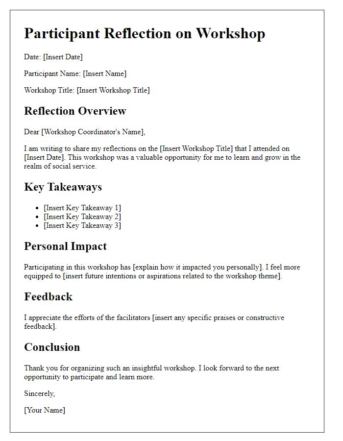 Letter template of participant reflections for social service agency workshops