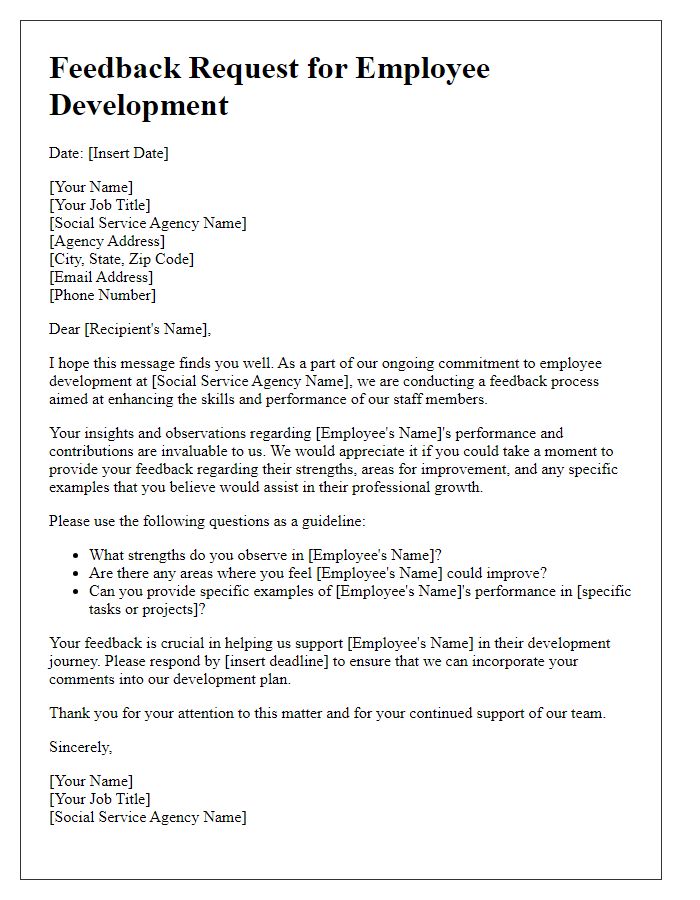 Letter template of feedback request for social service agency employee development