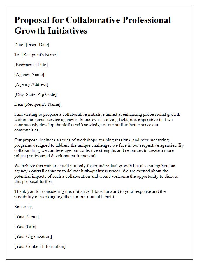 Letter template of proposal for social service agency collaborative professional growth initiatives