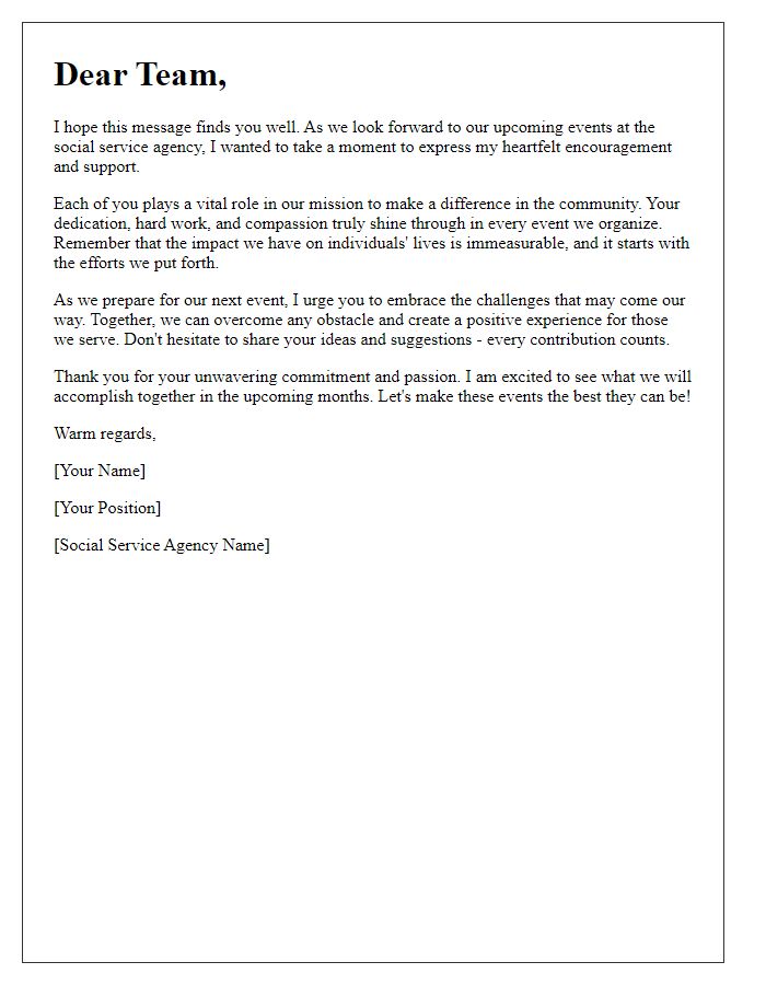 Letter template of encouragement for future social service agency events