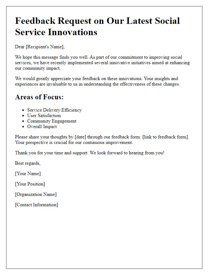 Letter template of feedback request on social service innovations