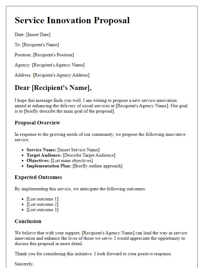 Letter template of service innovation proposal for social service agencies