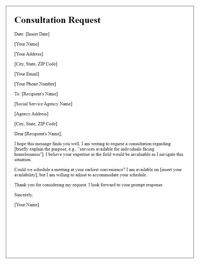 Letter template of consultation request with social service staff